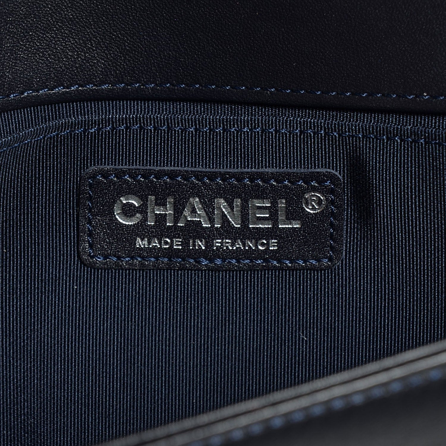 Chanel Tweed Lambskin Woven Medium Boy Flap Navy Blue 7 of 9