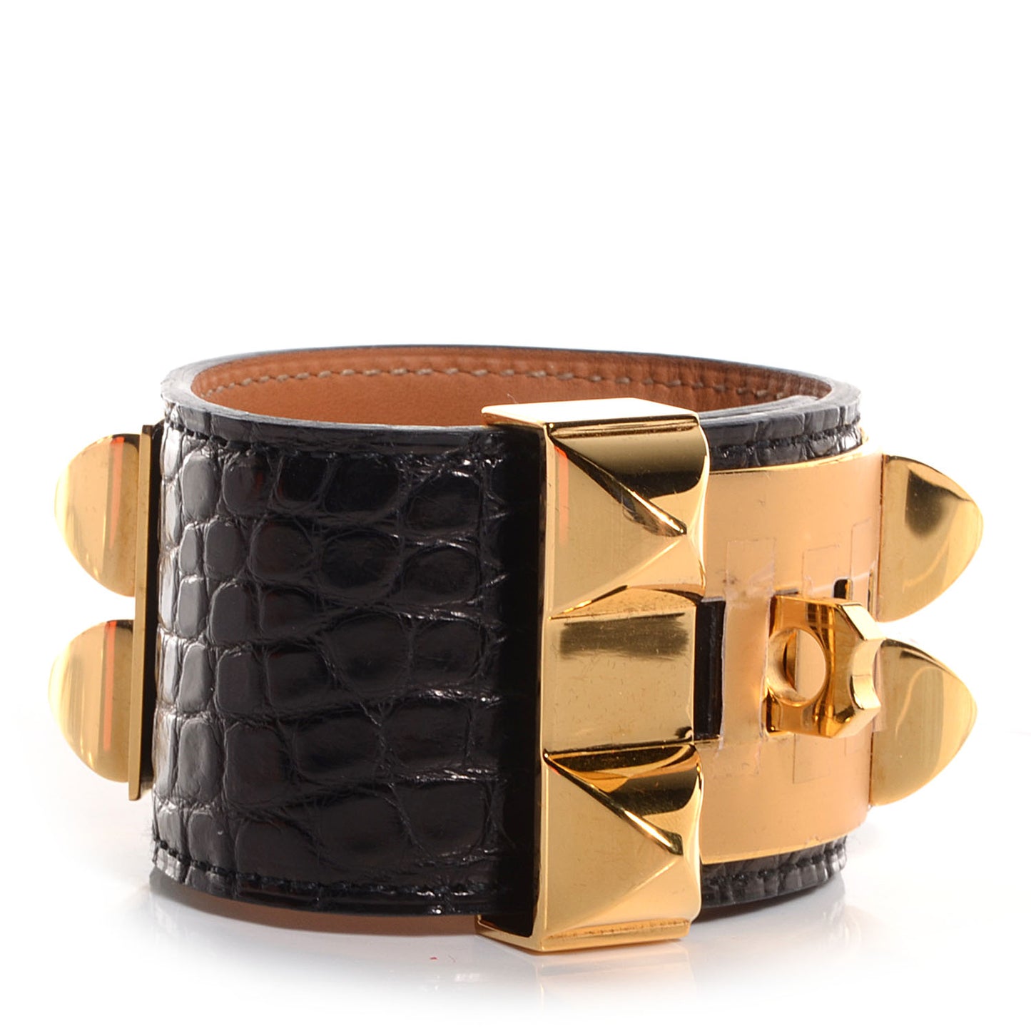 Shiny Alligator Collier De Chien CDC Bracelet Small Black