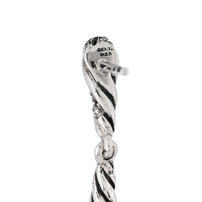 David Yurman Sterling Silver Diamond Willow Drop Earrings 4 of 6