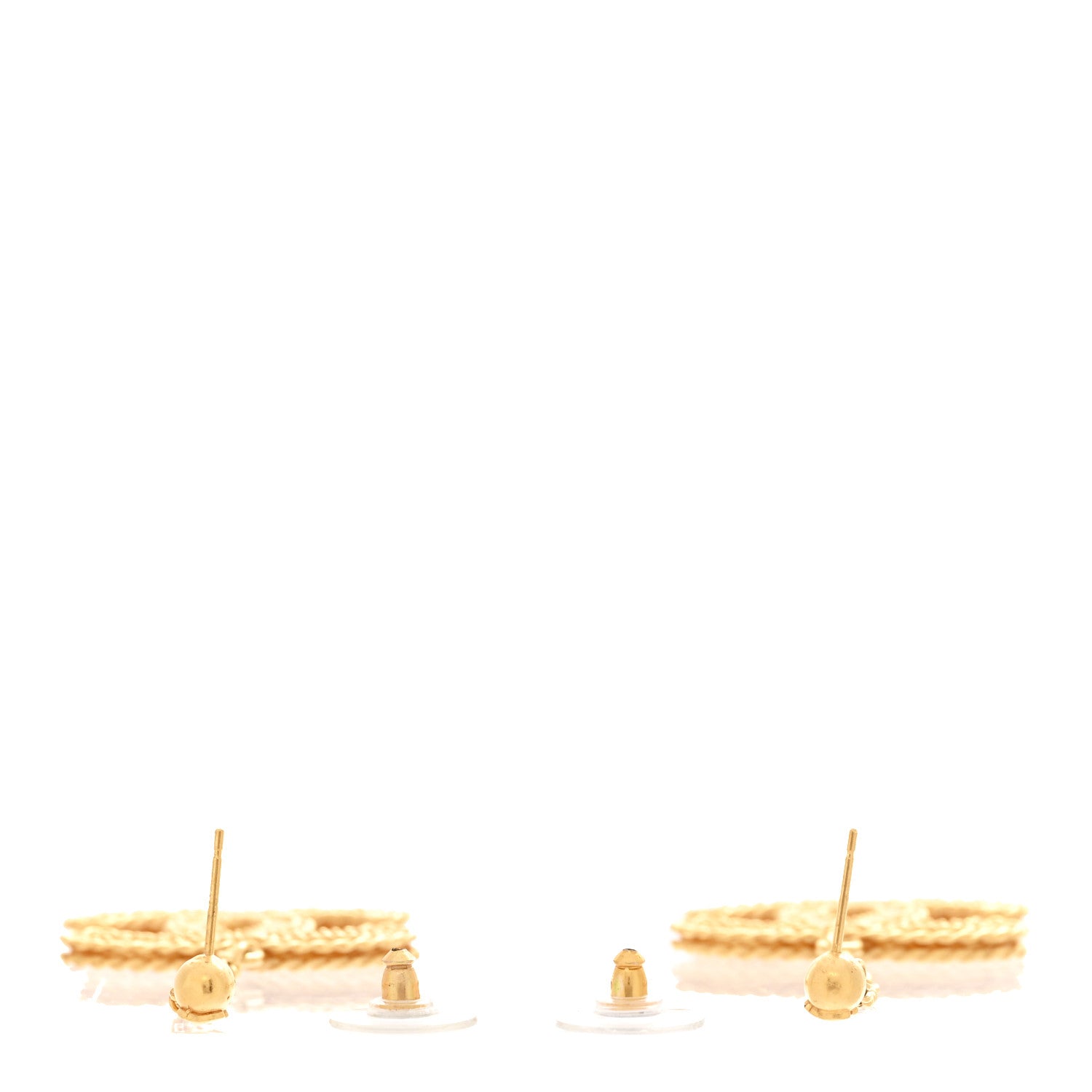 Chanel CC Drop Earrings Matte Gold 3 of 5