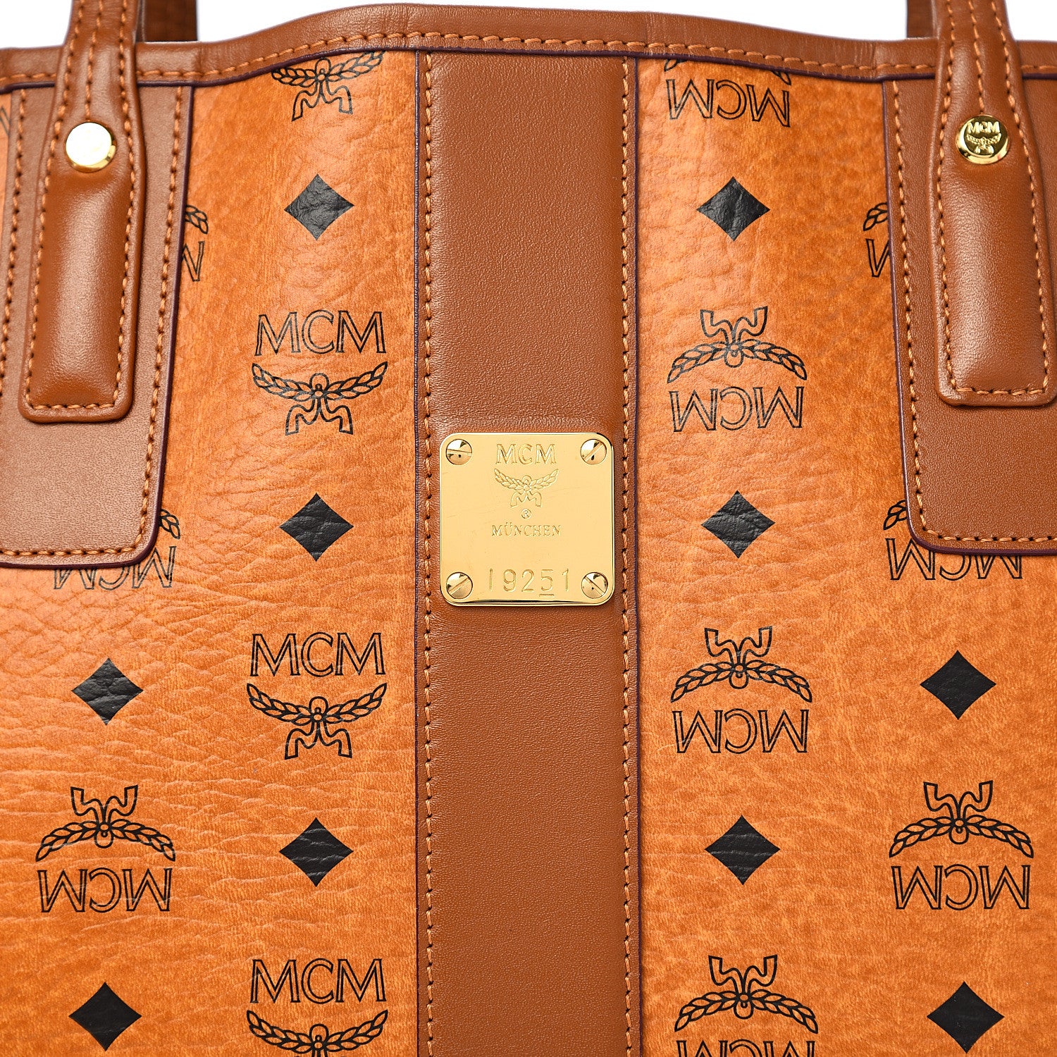 MCM Visetos Medium Liz Reversible Shopper Tote Cognac 13 of 14