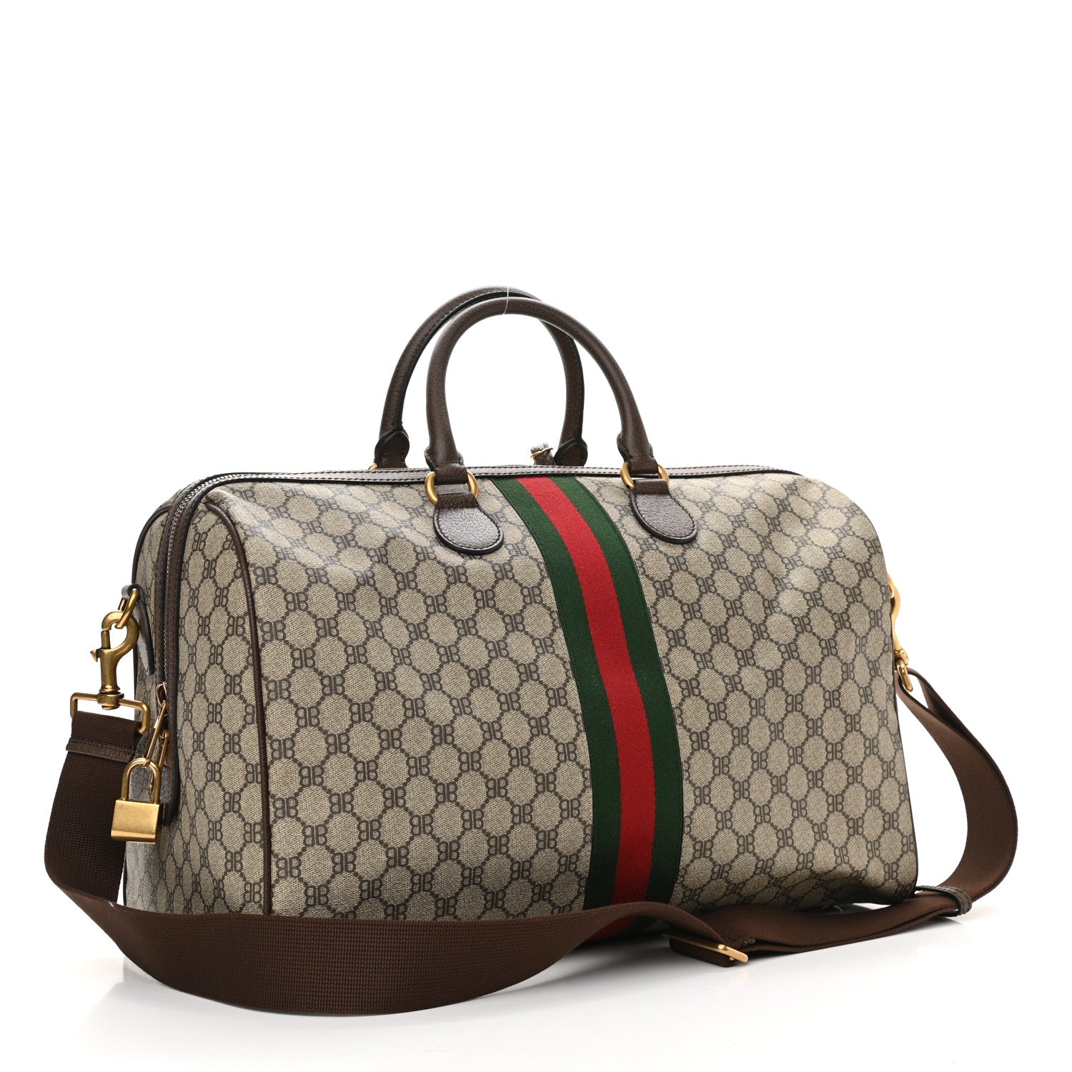 Gucci X BALENCIAGA BB Supreme Monogram Web Medium Ophidia Carry-On Duffle Bag Beige New Acero 2 of 9