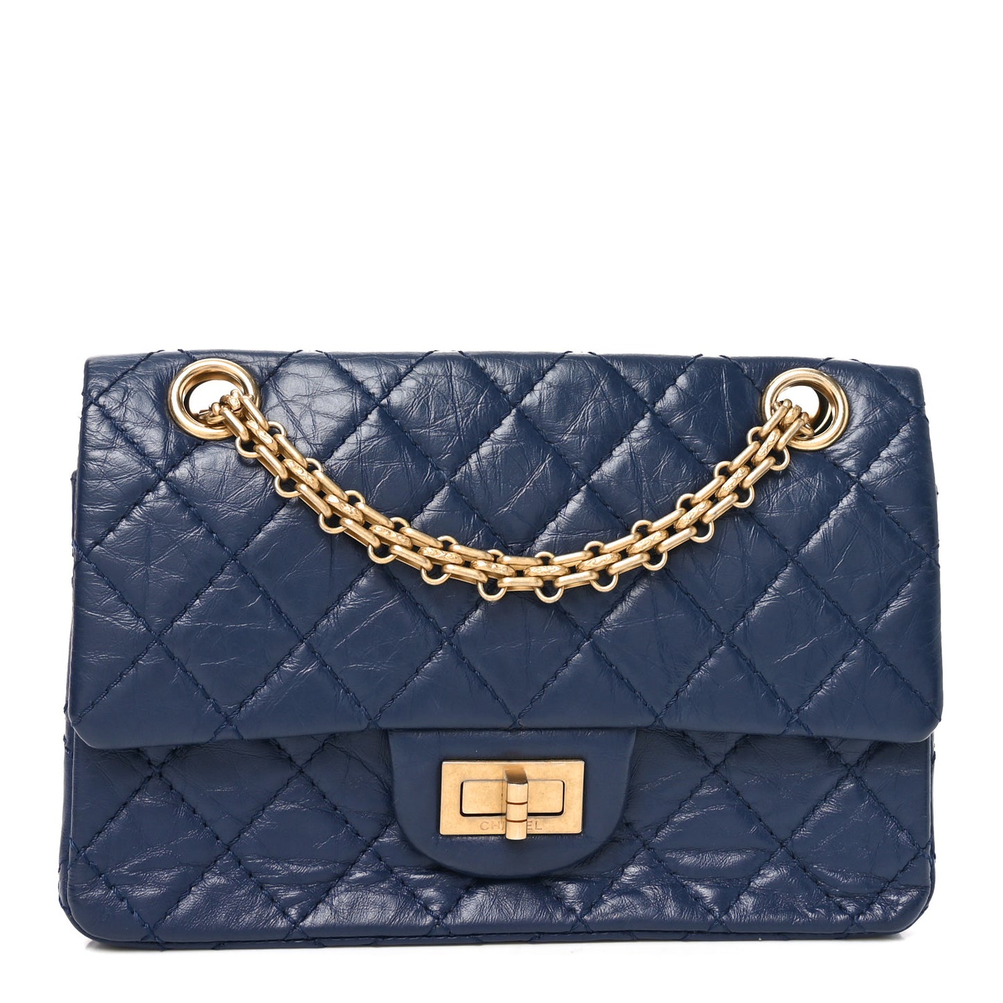 Aged Calfskin Quilted 2.55 Reissue Mini Flap Navy