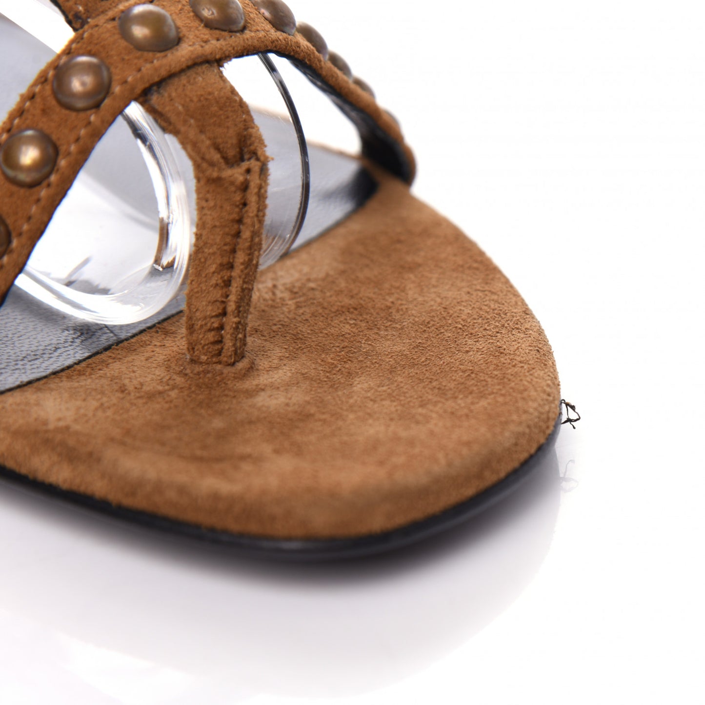 Suede Studded Fringe Cyuko 36.5 Brown