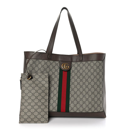 Gucci GG Supreme Monogram Web Ophidia Tote Brown 3 of 11