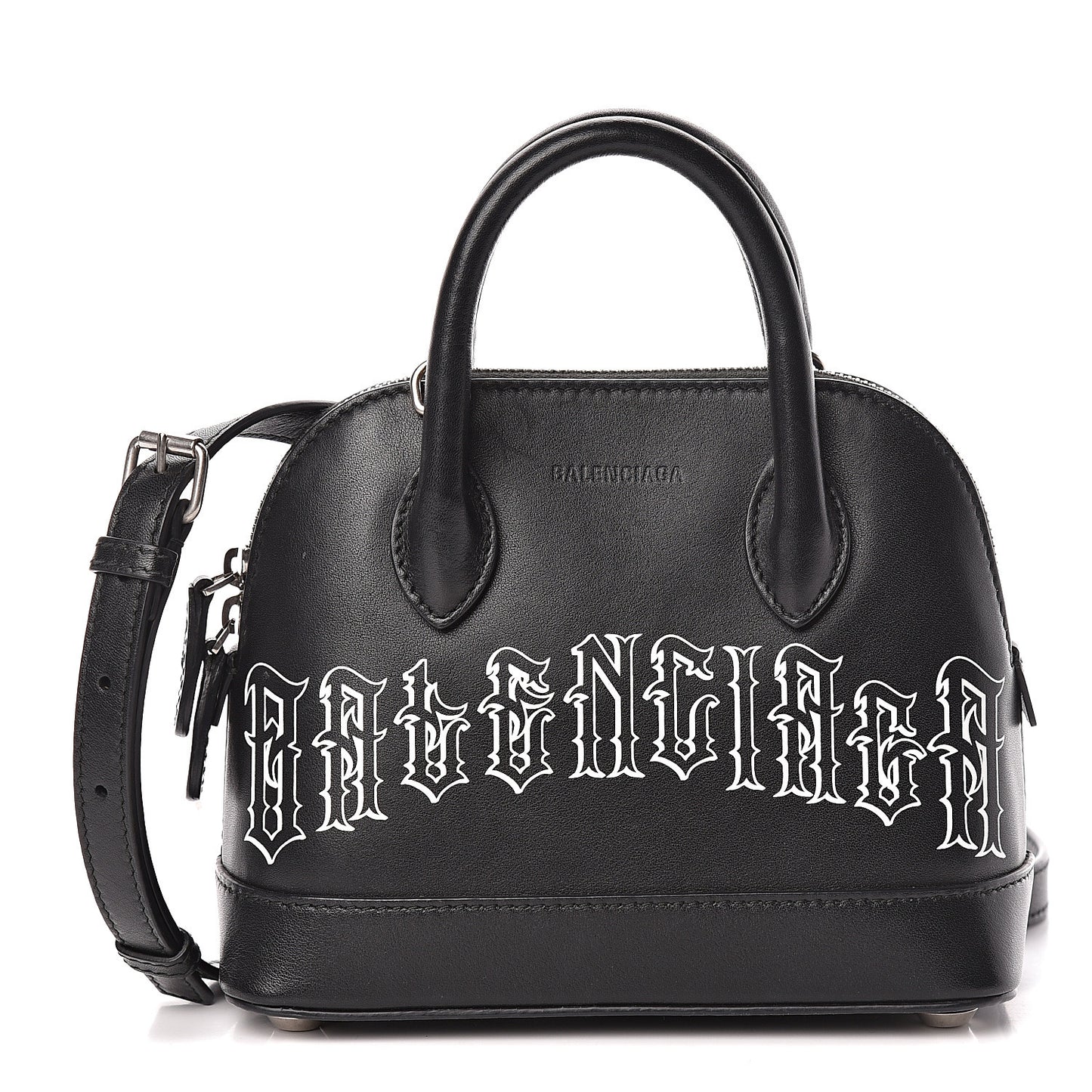 Calfskin Gothic Logo XXS Ville Top Handle Bag Black White