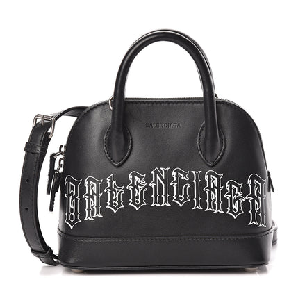 Balenciaga Calfskin Gothic Logo XXS Ville Top Handle Bag Black White 1 of 12