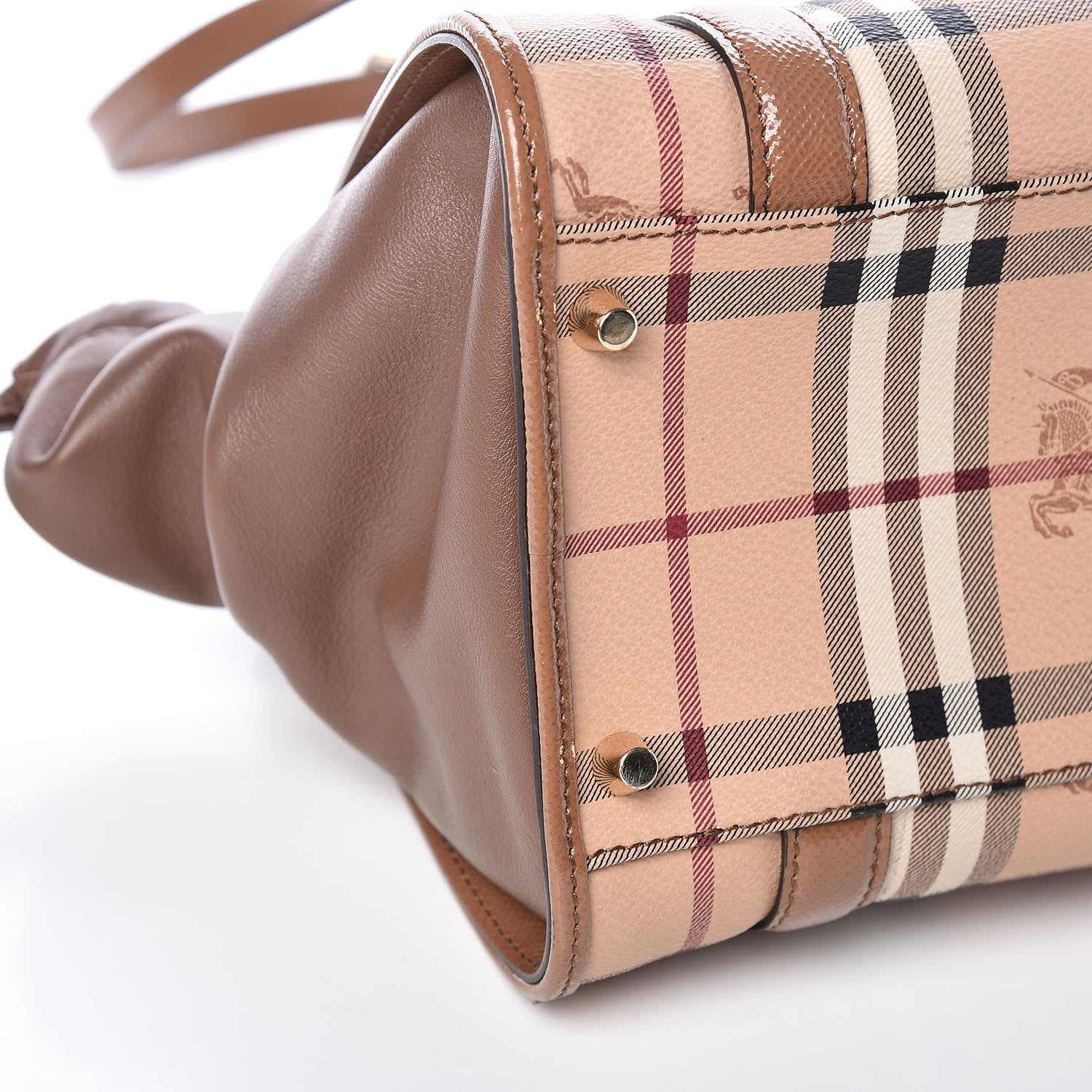 Burberry Patent Haymarket Check Small Dinton Tote Mid Camel 10 of 12