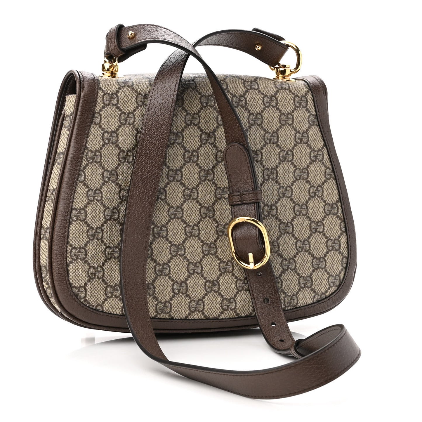 GG Supreme Monogram Textured Dollar Calfskin Medium Blondie Shoulder Flap Bag Beige Ebony New Acero