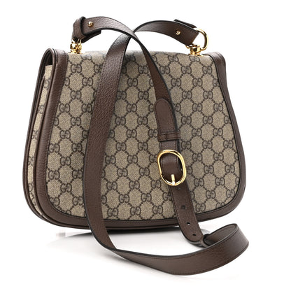 Gucci GG Supreme Monogram Textured Dollar Calfskin Medium Blondie Shoulder Flap Bag Beige Ebony New Acero 3 of 9