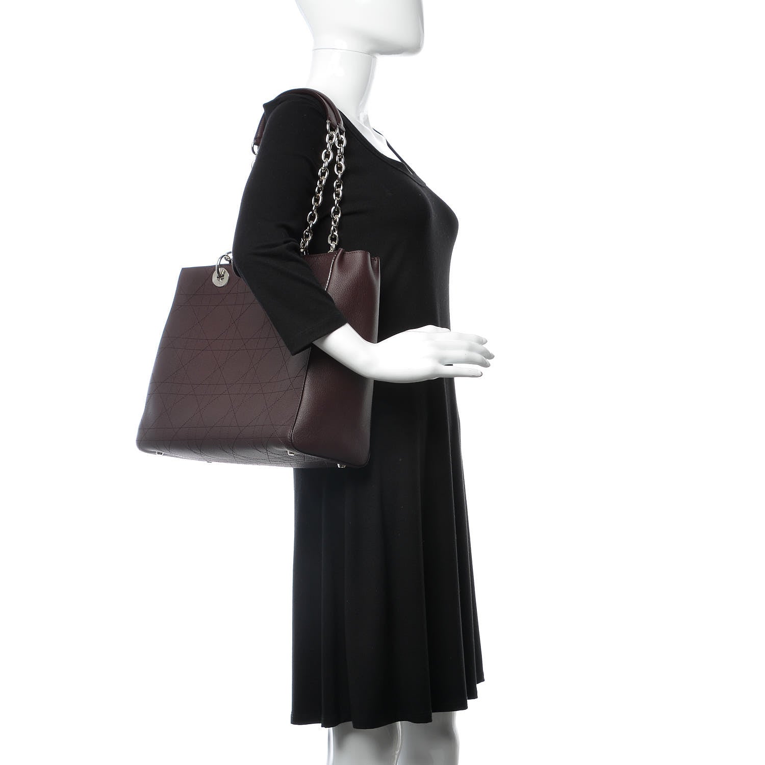 Christian Dior Grained Calfskin Cannage Medium Ultradior Tote Bordeaux 2 of 7