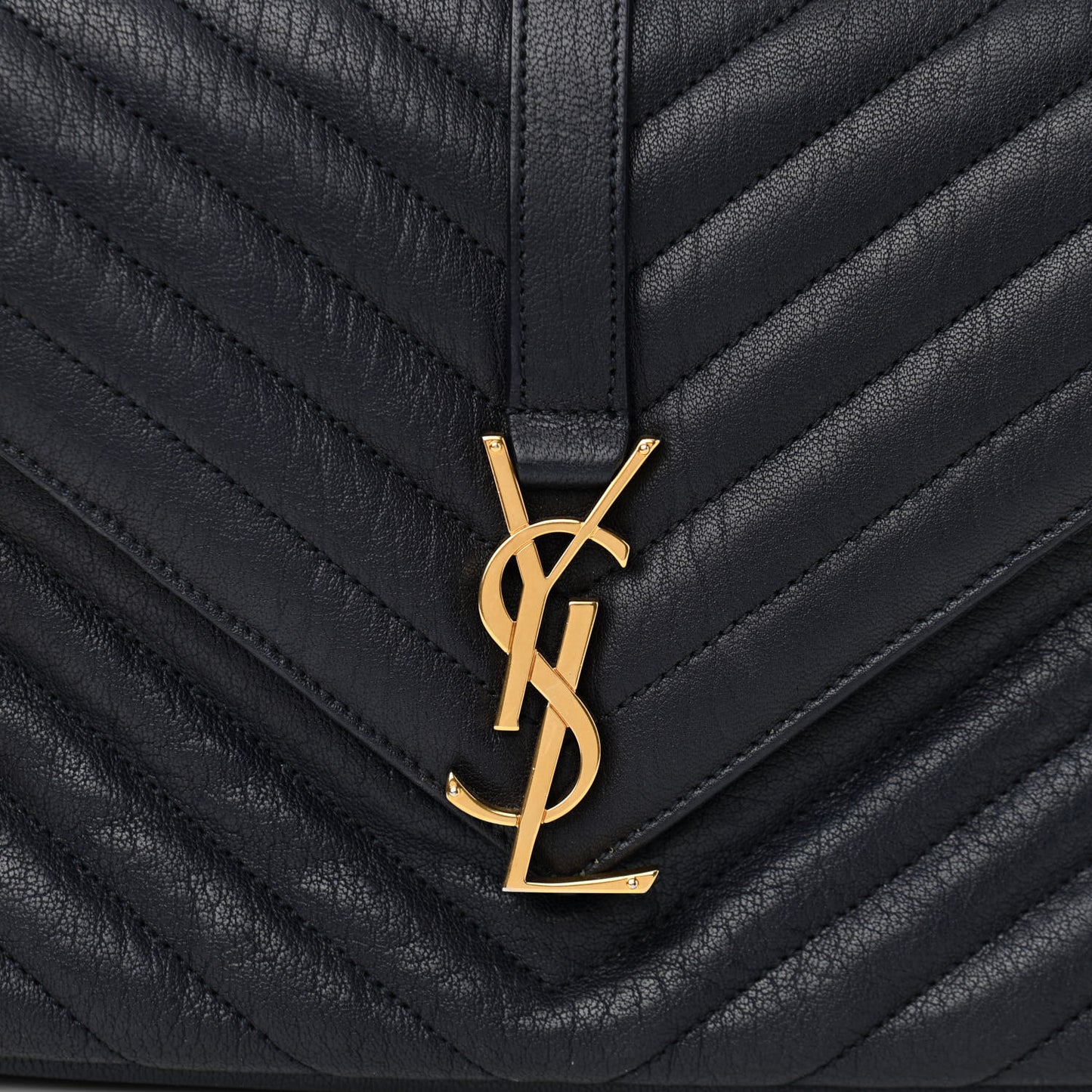 Lambskin Matelasse Chevron Monogram Medium College Bag Deep Marine