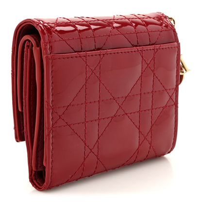 Christian Dior Patent Cannage Lady Dior Lotus Wallet Red 3 of 8
