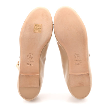 Chanel Lambskin Mary Jane Flats 38.5 Beige 6 of 10