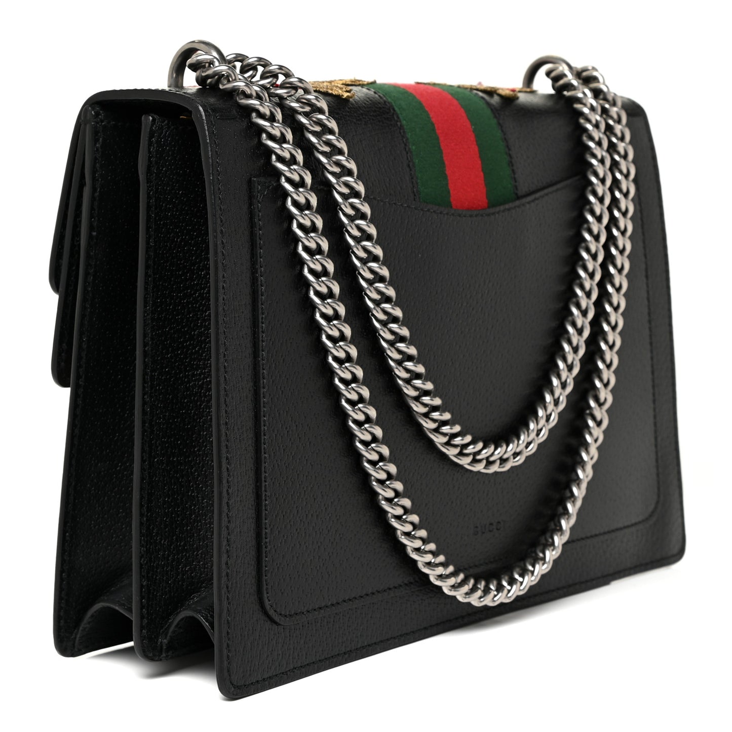 Calfskin Web Floral Embroidered Medium Dionysus Shoulder Bag Black