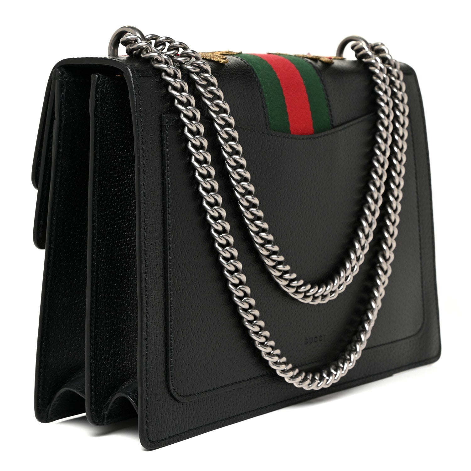 Gucci Calfskin Web Floral Embroidered Medium Dionysus Shoulder Bag Black 3 of 16