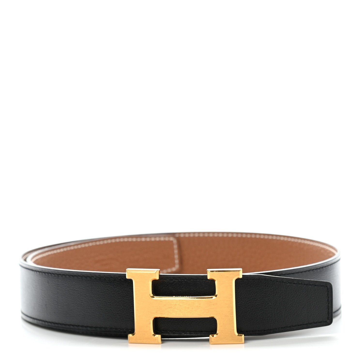Hermes Box Togo 32mm H Belt 75 Black Gold 1 of 6