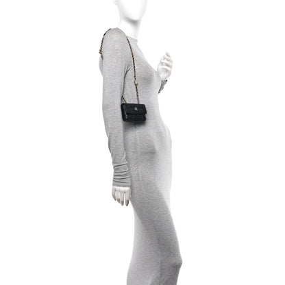 Chanel Lambskin Camellia Embossed Chain Belt Bag Black 2 of 11