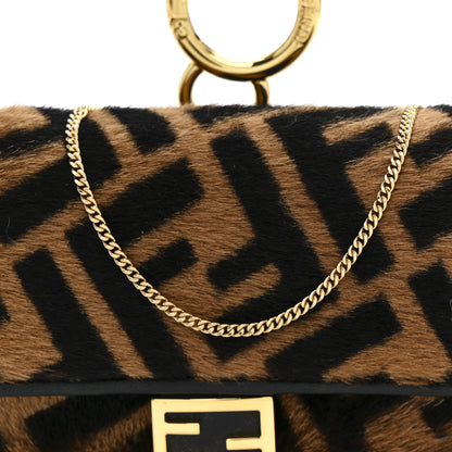 Fendi Sheared Sheepskin Vitello King FF Nano Baguette Charm Tobacco Moro Black 8 of 11