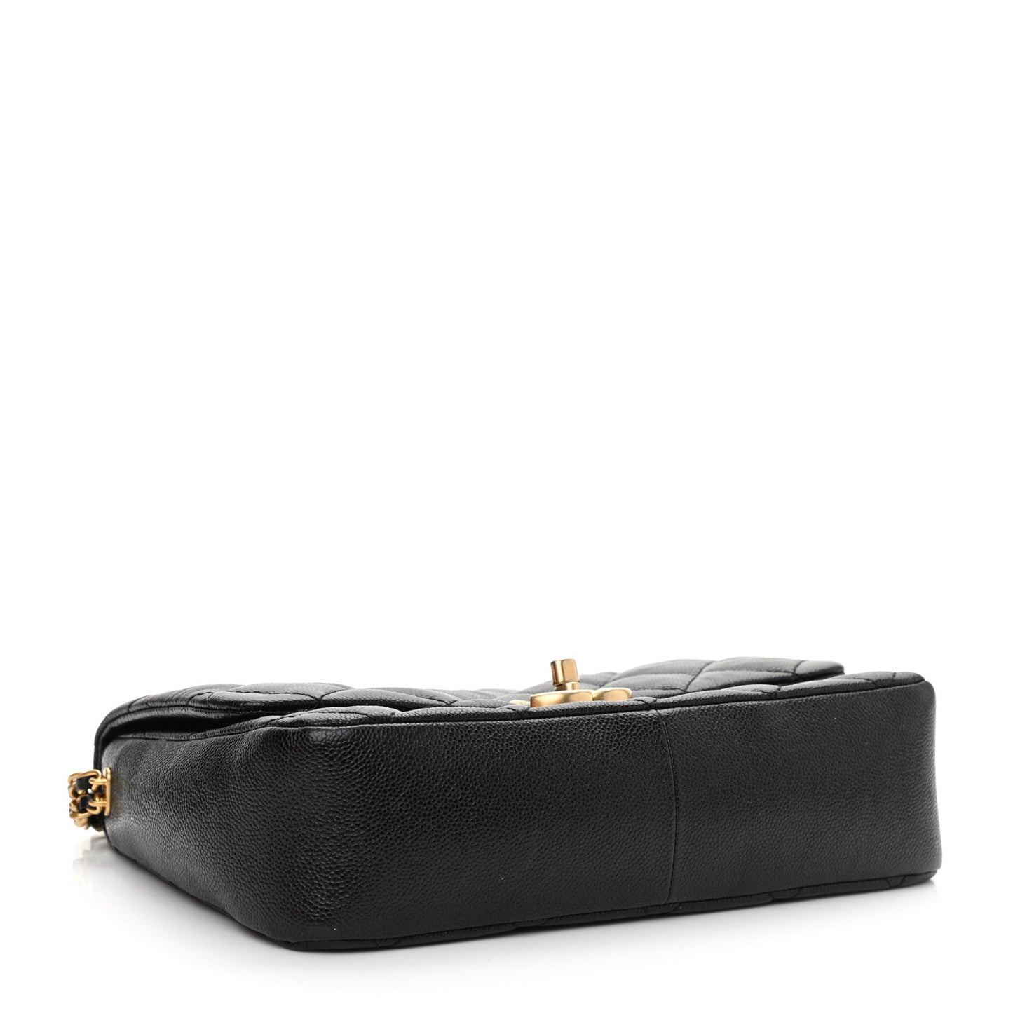Shiny Caviar Quilted Large Chain Melody Flap Black
