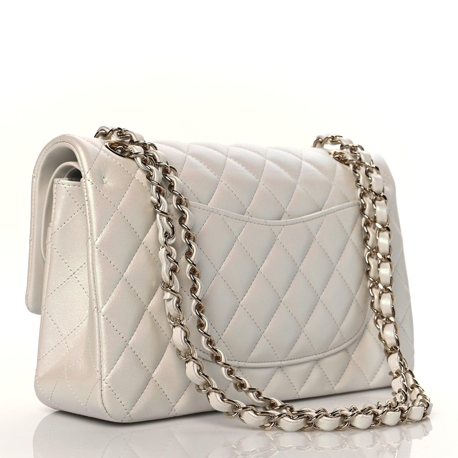 Chanel Iridescent Calfskin Quilted Medium Double Flap White 3 of 11