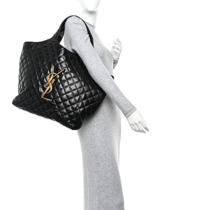 Saint Laurent Lambskin Quilted Maxi Icare Shopping Tote Black 2 of 11
