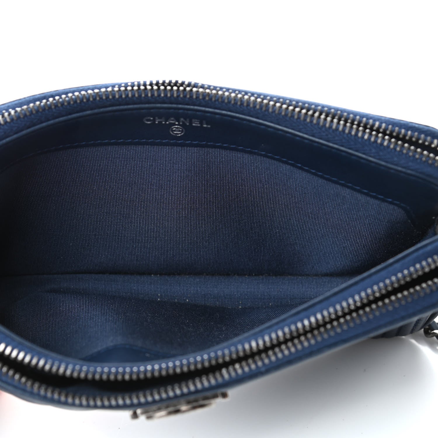 Chanel Calfskin Quilted Small Boy Clutch With Chain Navy 4 of 4