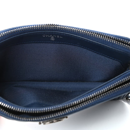 Chanel Calfskin Quilted Small Boy Clutch With Chain Navy 4 of 4