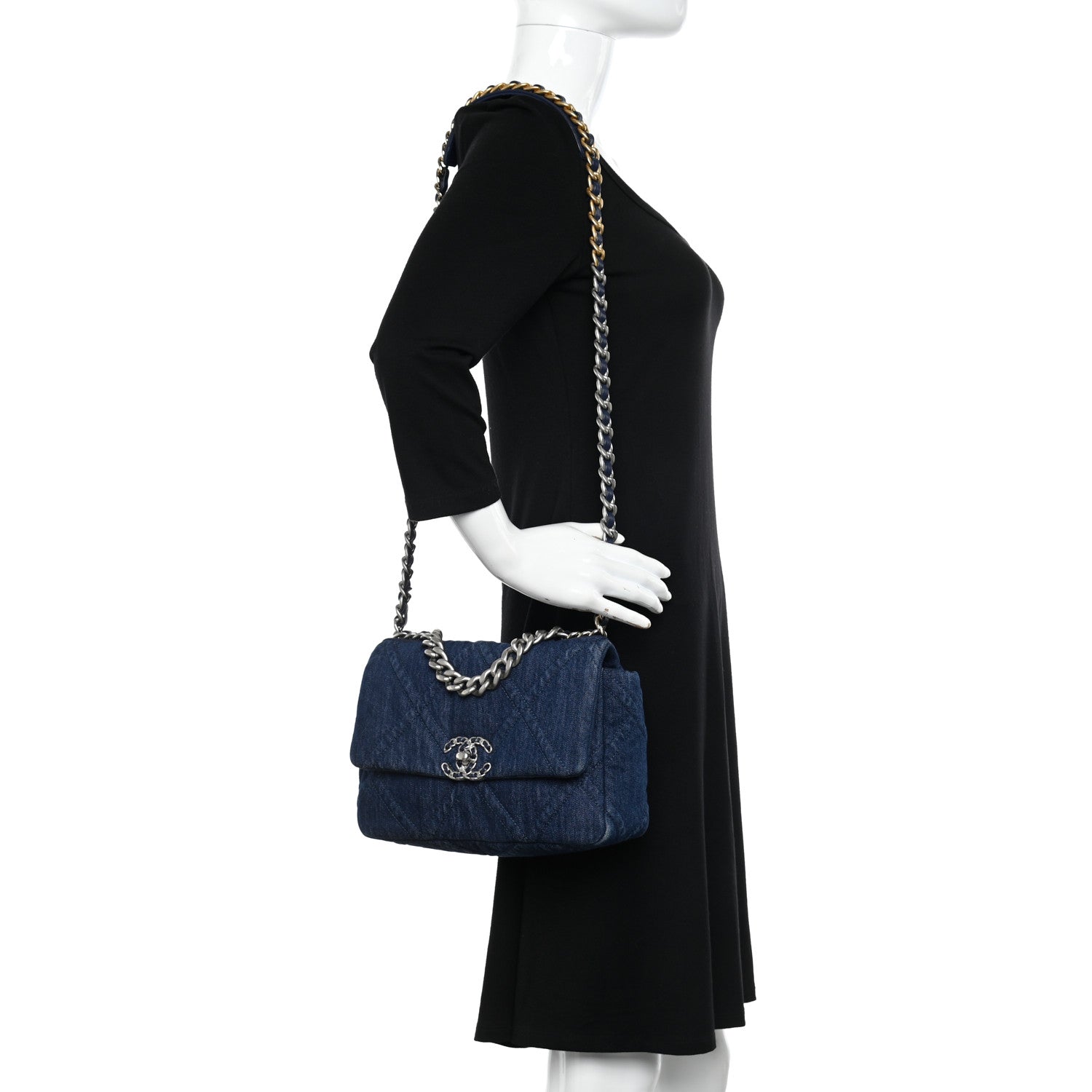 Chanel Denim Quilted Medium Chanel 19 Flap Blue 2 of 10