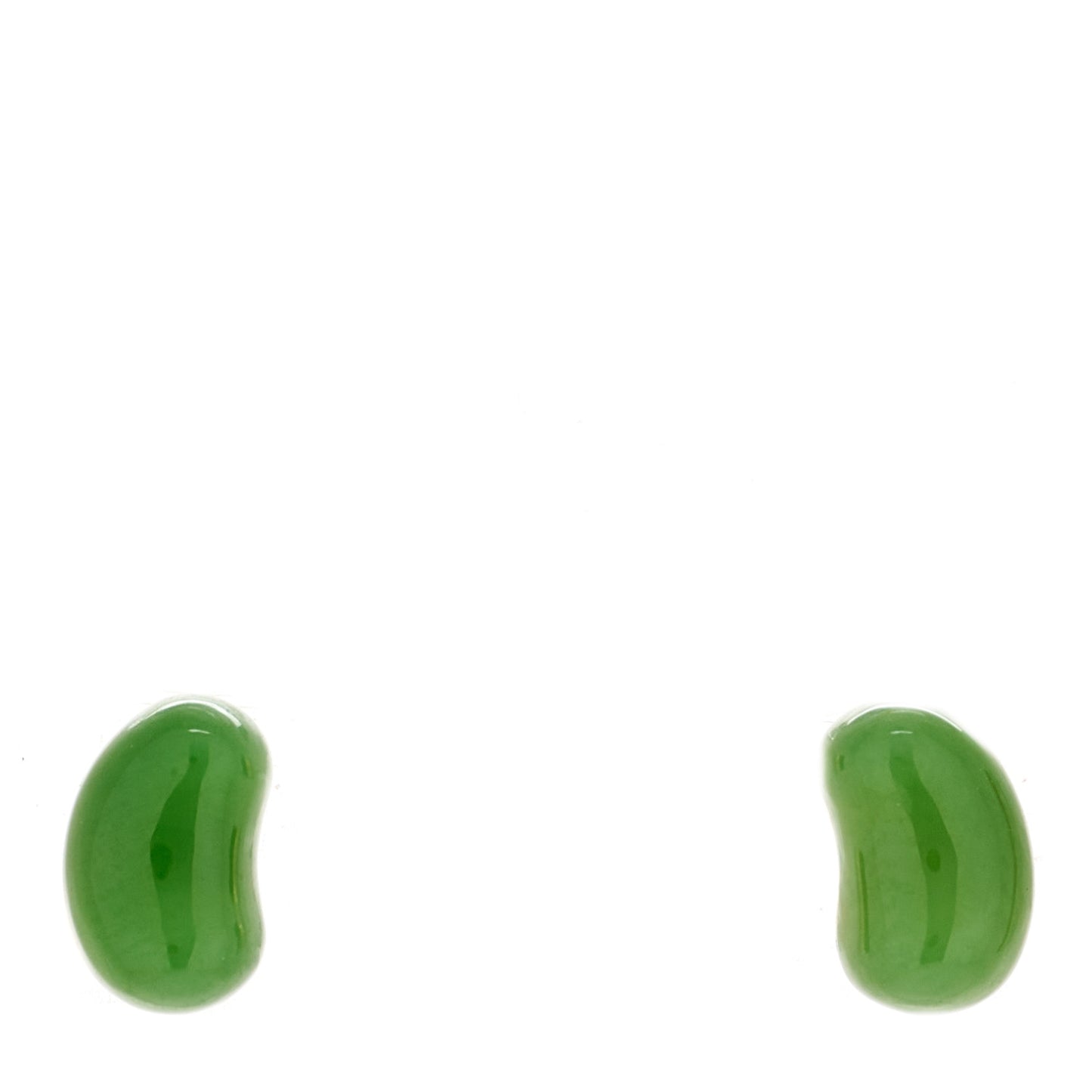 18K Yellow Gold Jade 9mm Elsa Peretti Bean Earrings