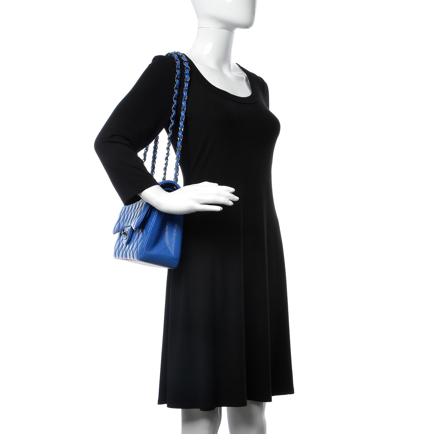 Chanel Caviar Quilted Jumbo Double Flap Blue 3 of 9