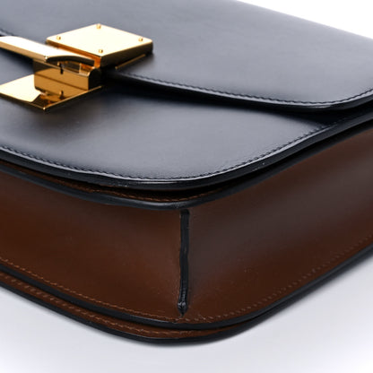 Celine Box Calfskin Medium Classic Box Flap Bag Navy Tan 10 of 12