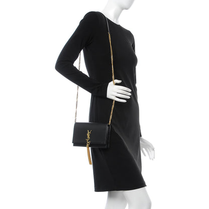 Saint Laurent Smooth Calfskin Classic Monogram Kate Tassel Chain Wallet Black 2 of 6