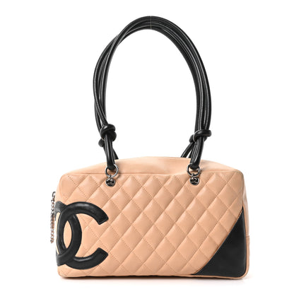Chanel Calfskin Quilted Large Cambon Bowler Beige Black 1 of 10