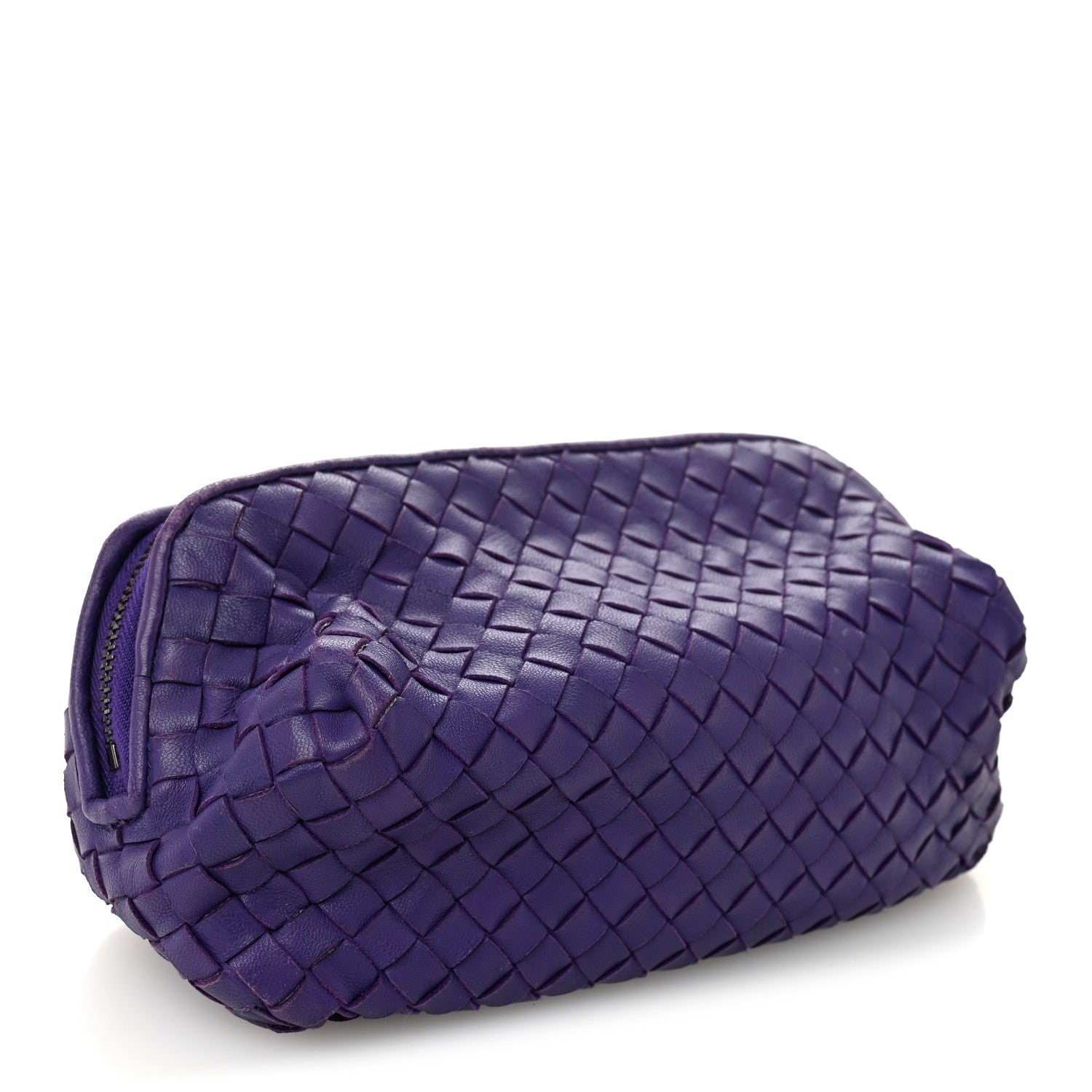 BOTTEGA VENETA／ イントレチャート ナッパ コスメポーチ パープル Bottega Veneta Nappa Intrecciato Cosmetic Wristlet Purple 1850781