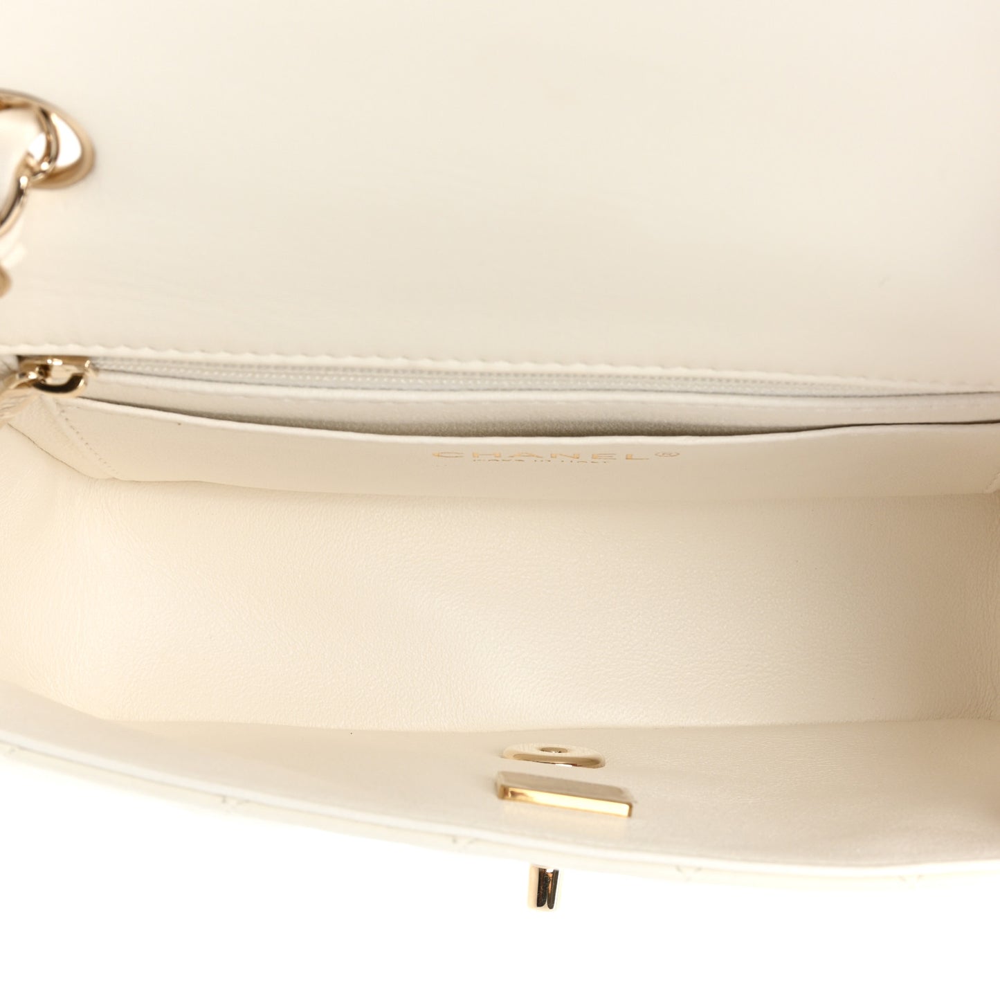 Lambskin Quilted Mini Rectangular Flap White