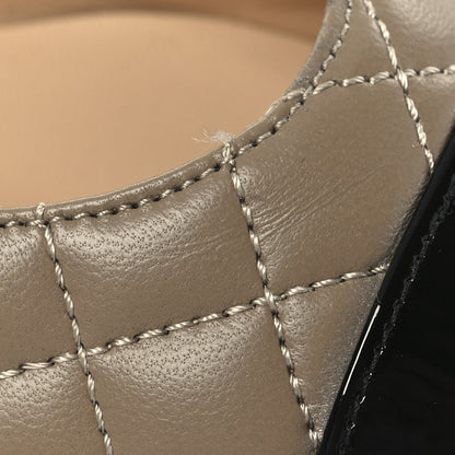 Chanel Lambskin Patent Calfskin Quilted Cap Toe CC Slingback Pumps 37.5 Beige Black 31 of 36