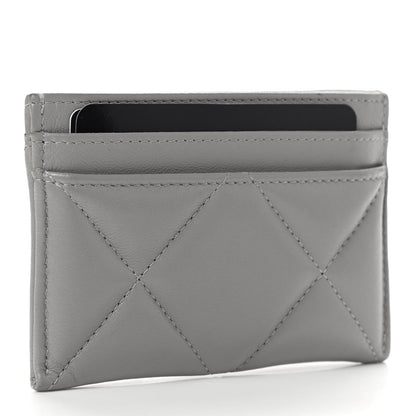 Chanel Lambskin Quilted Chanel 19 Card Holder Grey 3 of 7