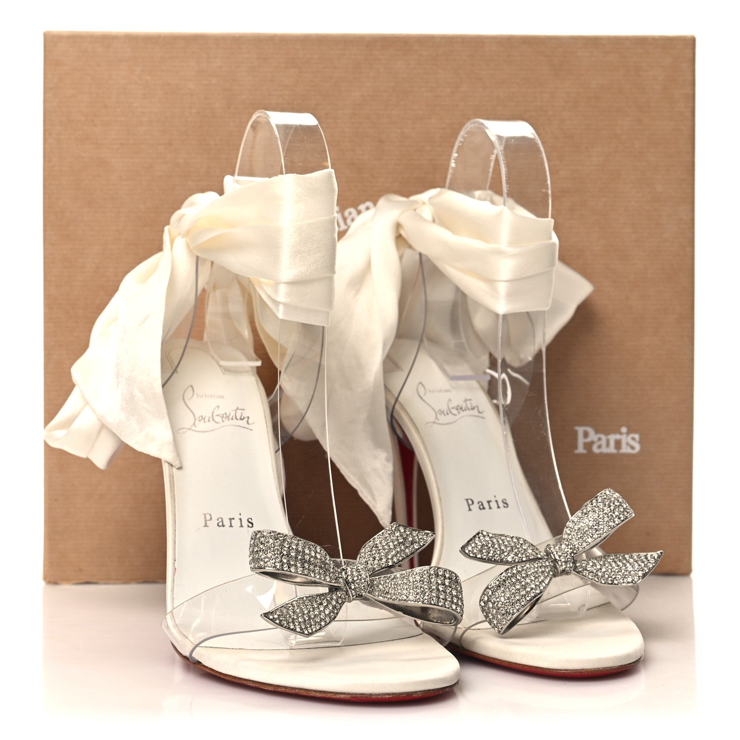 Christian Louboutin Crystal PVC Astrinodo 100 Sandals 38 Ivory 10 of 10