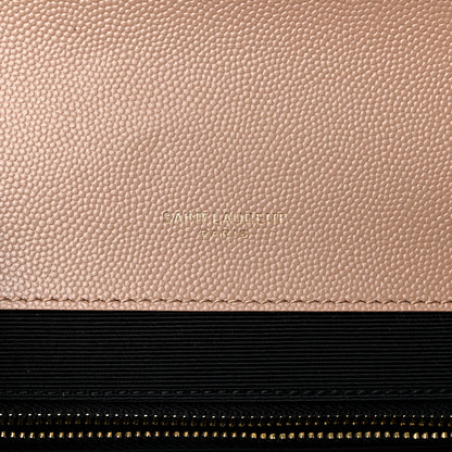 Saint Laurent Grain De Poudre Textured Mixed Matelasse Triquilt Large Monogram Satchel Natural Tan 8 of 9