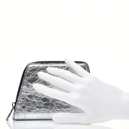 Proenza Schouler Metallic Crinkled Calfskin Zip Compact Wallet Silver 2 of 9