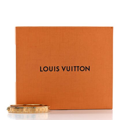 Louis Vuitton Brass Crystal Monogram Nanogram Strass Cuff S Gold 14 of 14