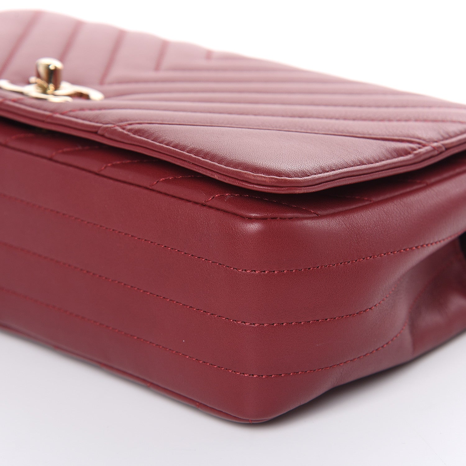 Chanel Calfskin Chevron Quilted Statement Flap Burgundy 9 of 12