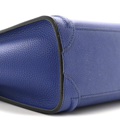 Celine Drummed Calfskin Nano Luggage Indigo 8 of 12