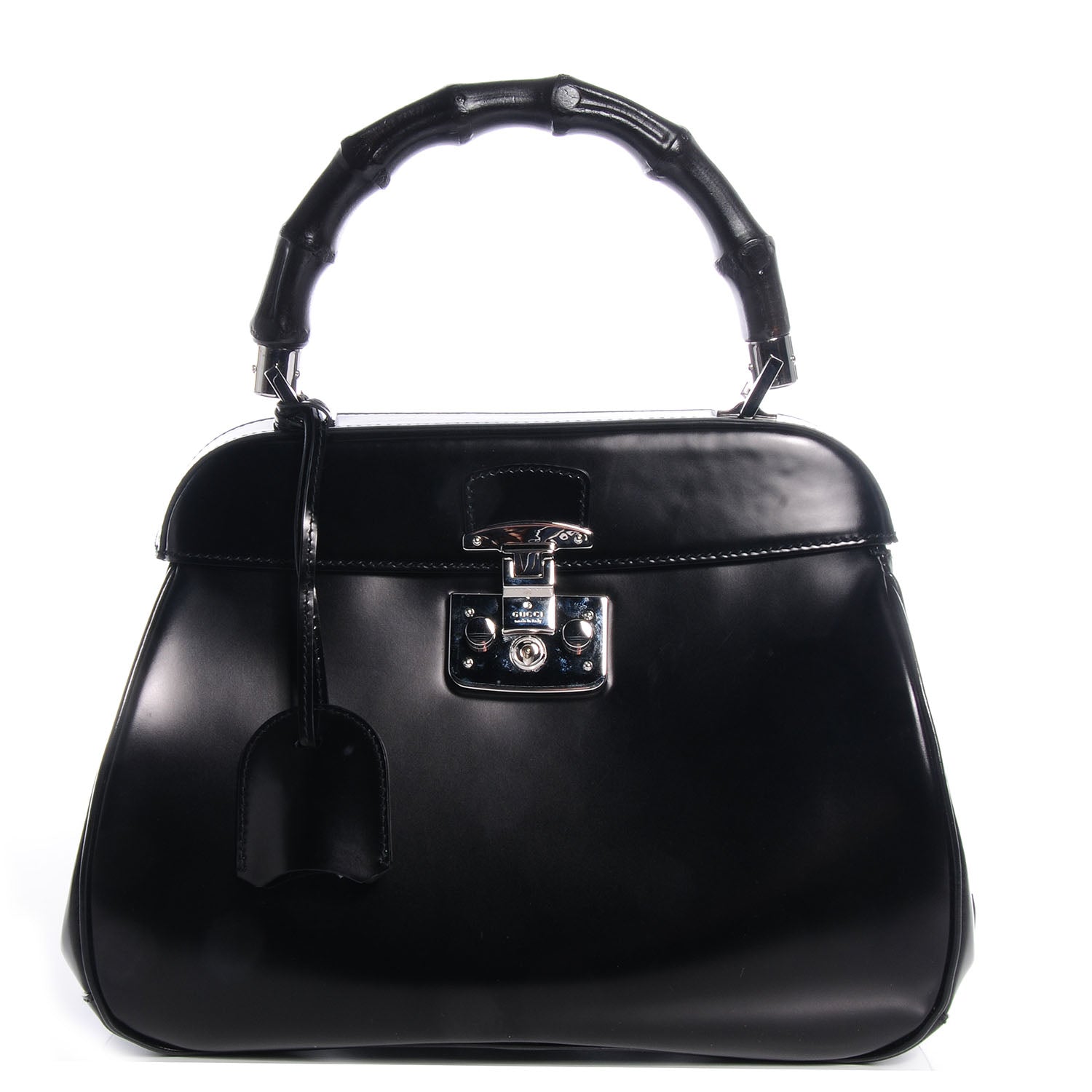 Gucci Regent Calfskin Bamboo Medium Lady Lock Top Handle Bag Black 1 of 7