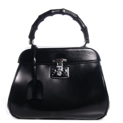 Gucci Regent Calfskin Bamboo Medium Lady Lock Top Handle Bag Black 1 of 7