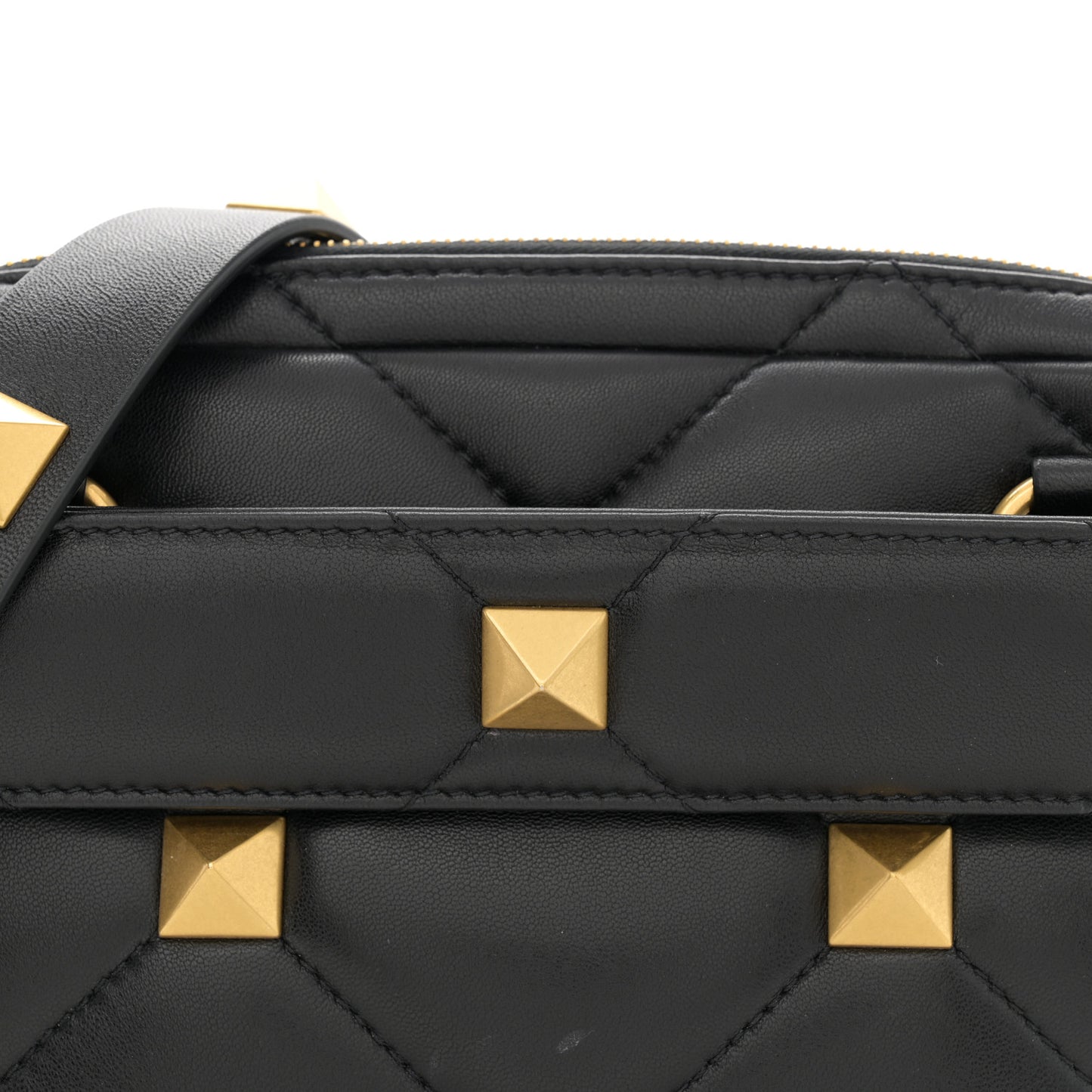 Nappa Roman Stud Crossbody Black