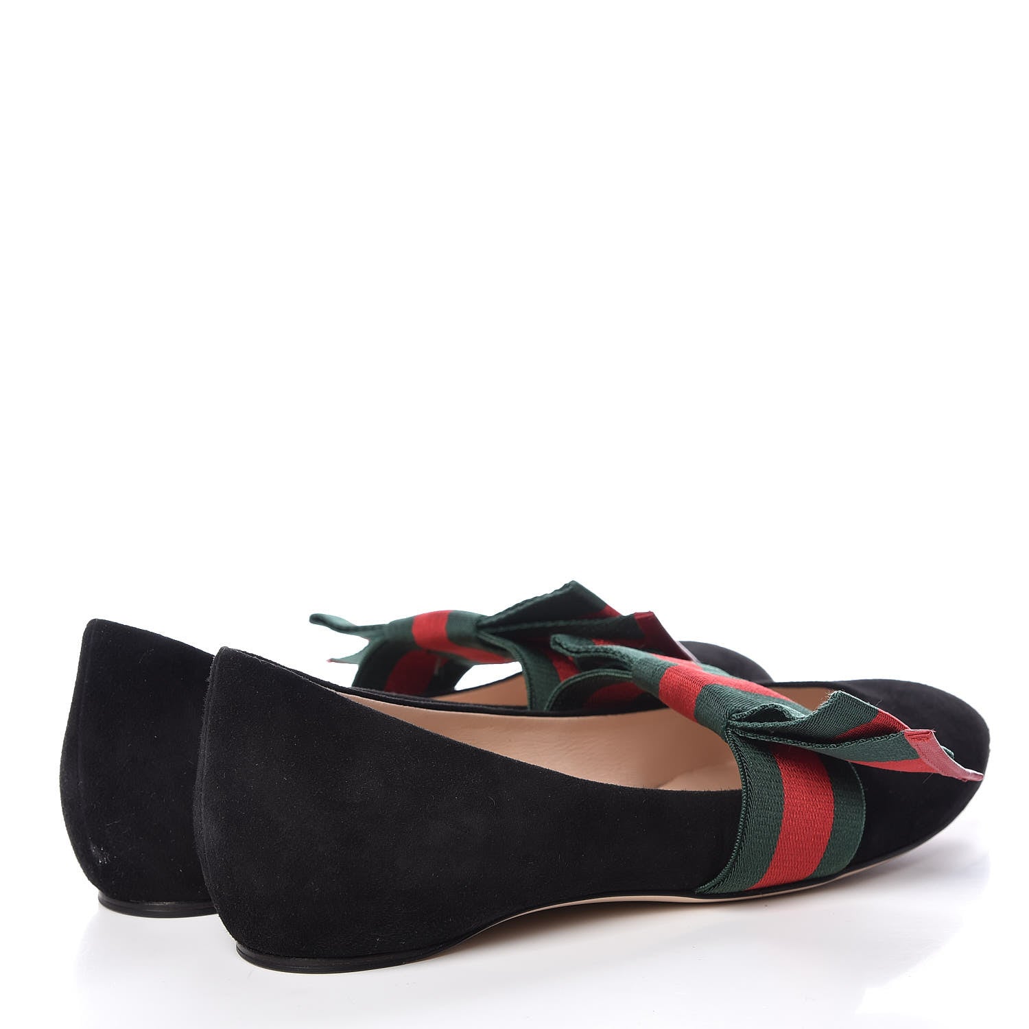 Gucci Suede Web Bow Point Toe Ballerina Flats 38 Black 4 of 8