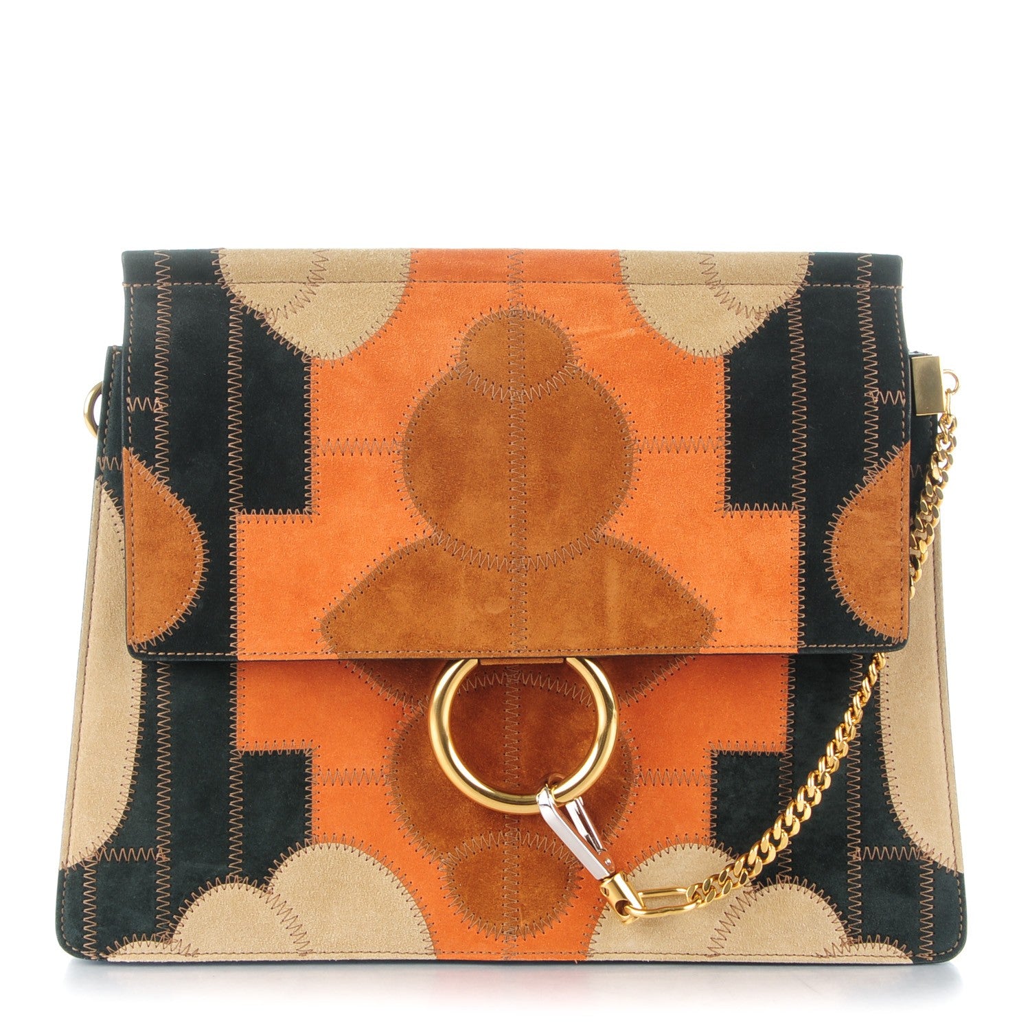 Chloe Suede Patchwork Medium Faye Shoulder Bag Desert Beige 1 of 8
