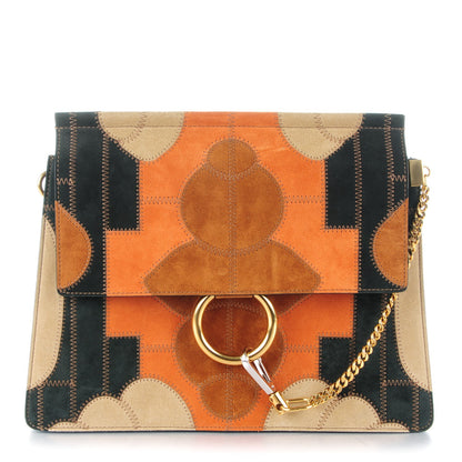 Chloe Suede Patchwork Medium Faye Shoulder Bag Desert Beige 1 of 8